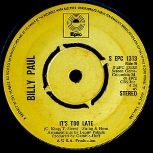 It’s Too Late - Billy Paul