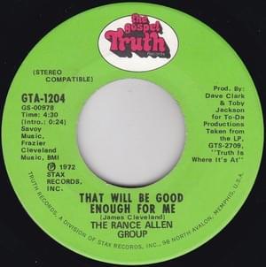 That Will Be Good Enough for Me - The Rance Allen Group