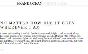 Tumblr post on Perseverance - Frank Ocean