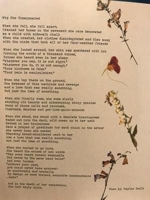 Why She Disappeared [Poem] - Taylor Swift