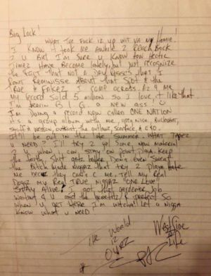 Letter Regarding an OutKast, E-40, Smif-n-Wessun and Scarface Collaboration - One Nation - 2Pac