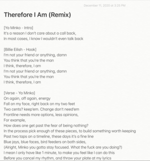 Therefore I Am (Remix) - Ya Minko (Ft. Billie Eilish)