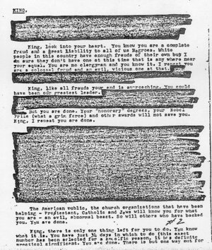 Uncensored “Suicide Letter” to M.L.K. - U.S. Federal Bureau of Investigation